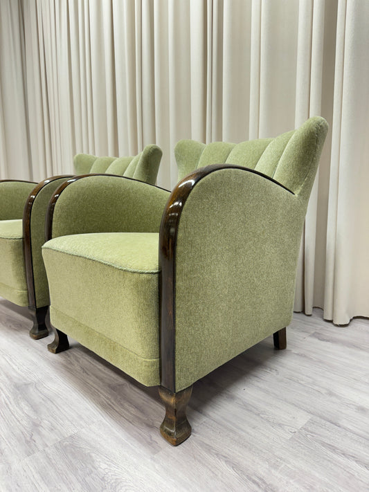 2 st Art Deco fåtöljer - Gröna