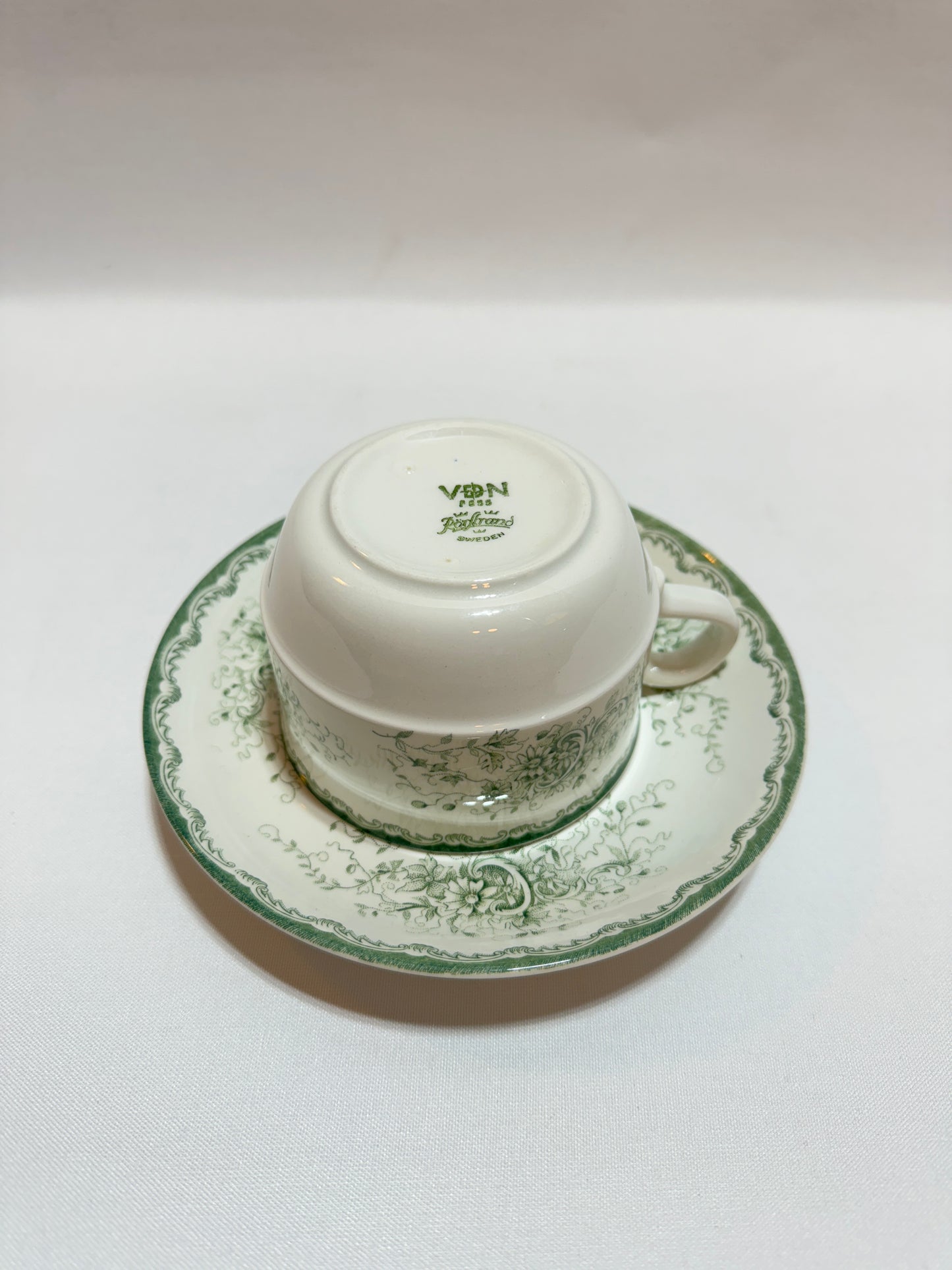 Tekopp med fat ”Gröna Anna” Rörstrand