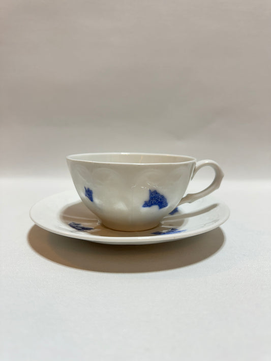 2 st Tekoppar med fat - Blå Blom