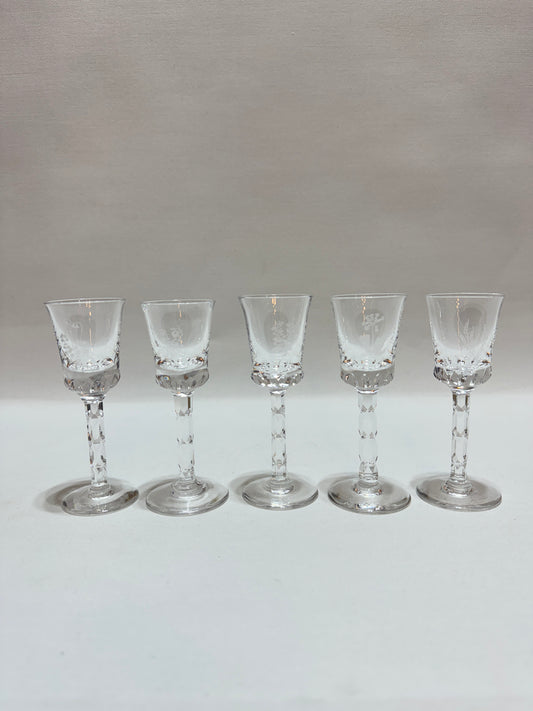 5 st Snapsglas - Orrefors 1900-tal