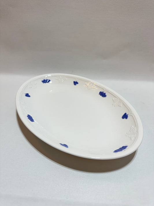 Stort uppläggningsfat - Blå Blom