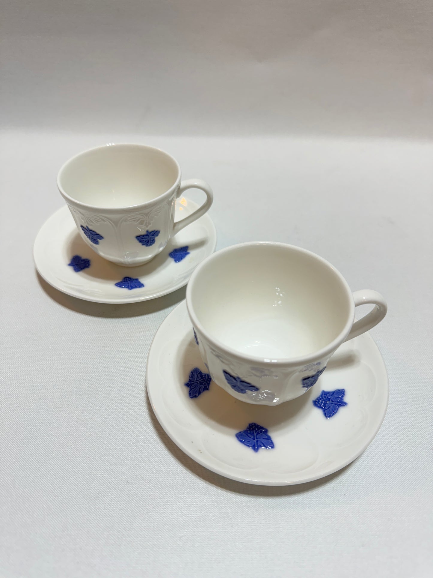 2 st Kaffekoppar med fat - Blå Blom