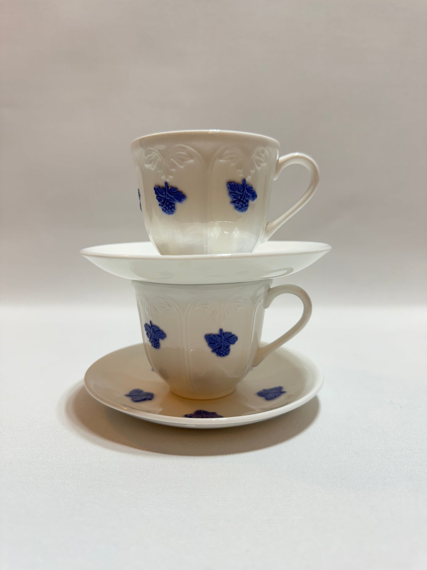 2 st Kaffekoppar med fat - Blå Blom