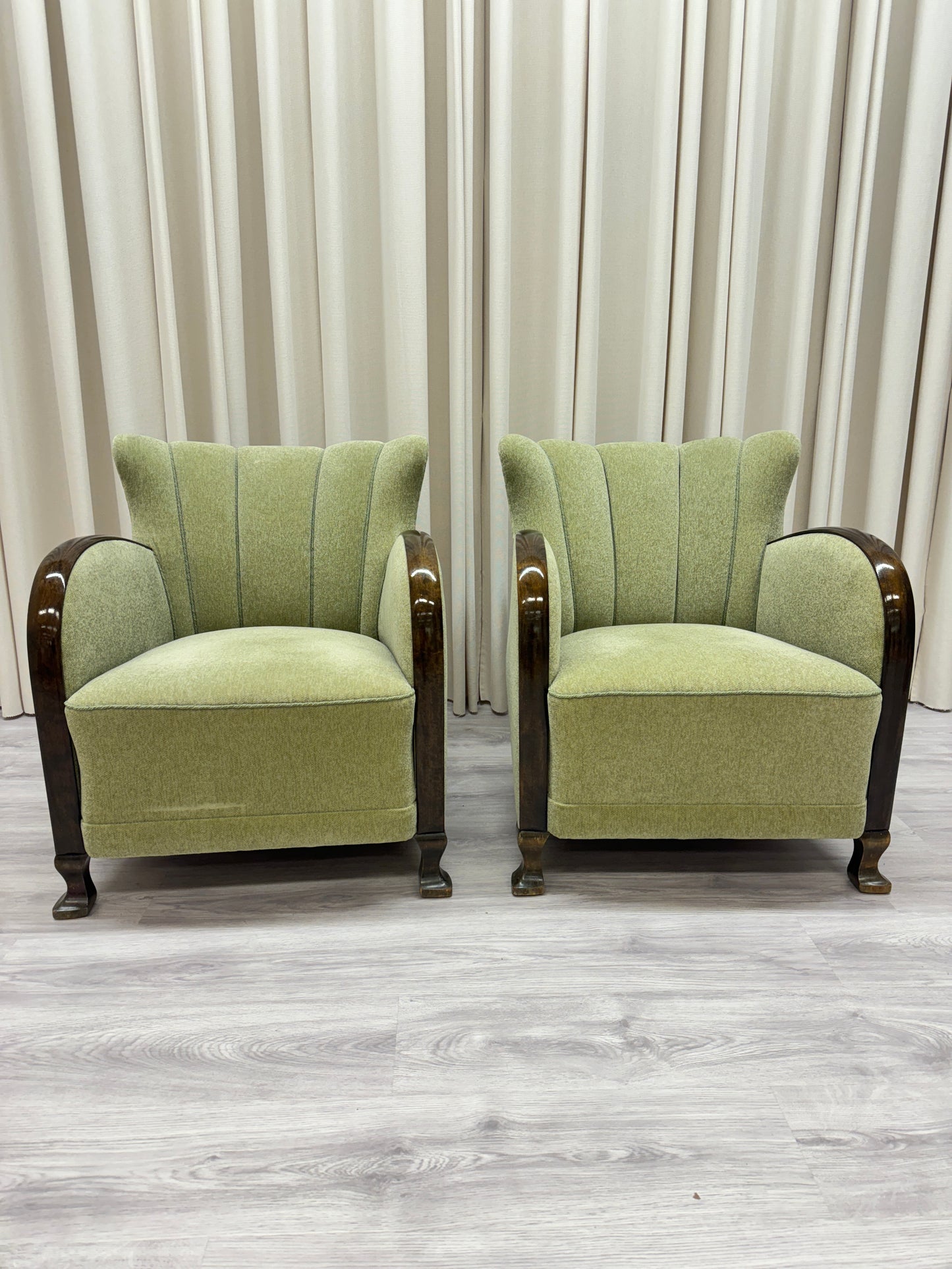 2 st Art Deco fåtöljer - Gröna