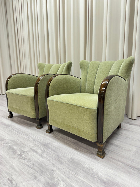 2 st Art Deco fåtöljer - Gröna