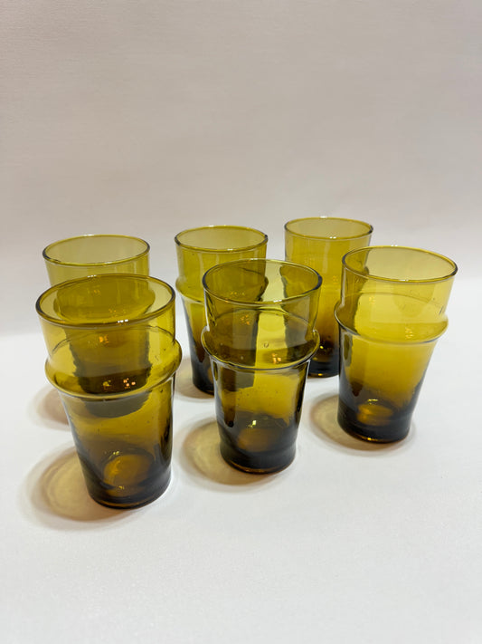 6 st Återvunna glas Olivgrön